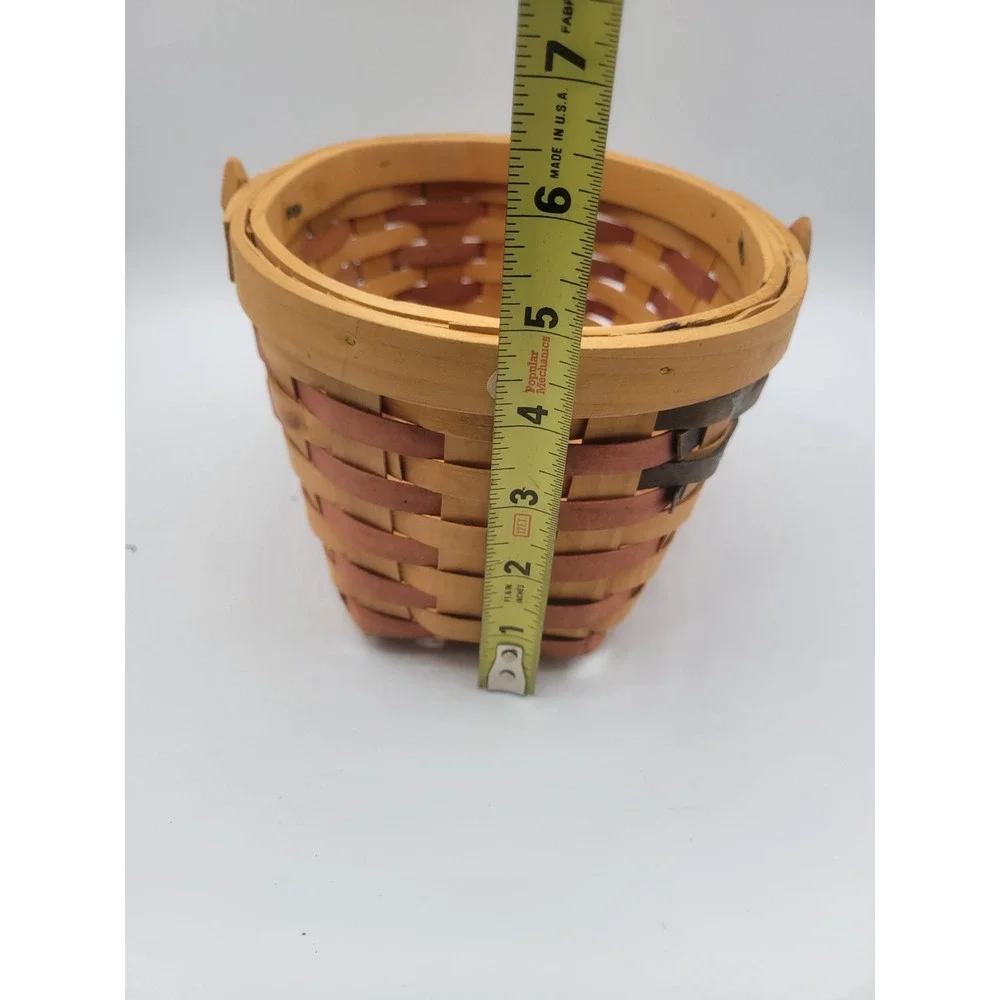 Patriotic Woven Wood Basket American Flag Stars Swing Handle Primitive Decor